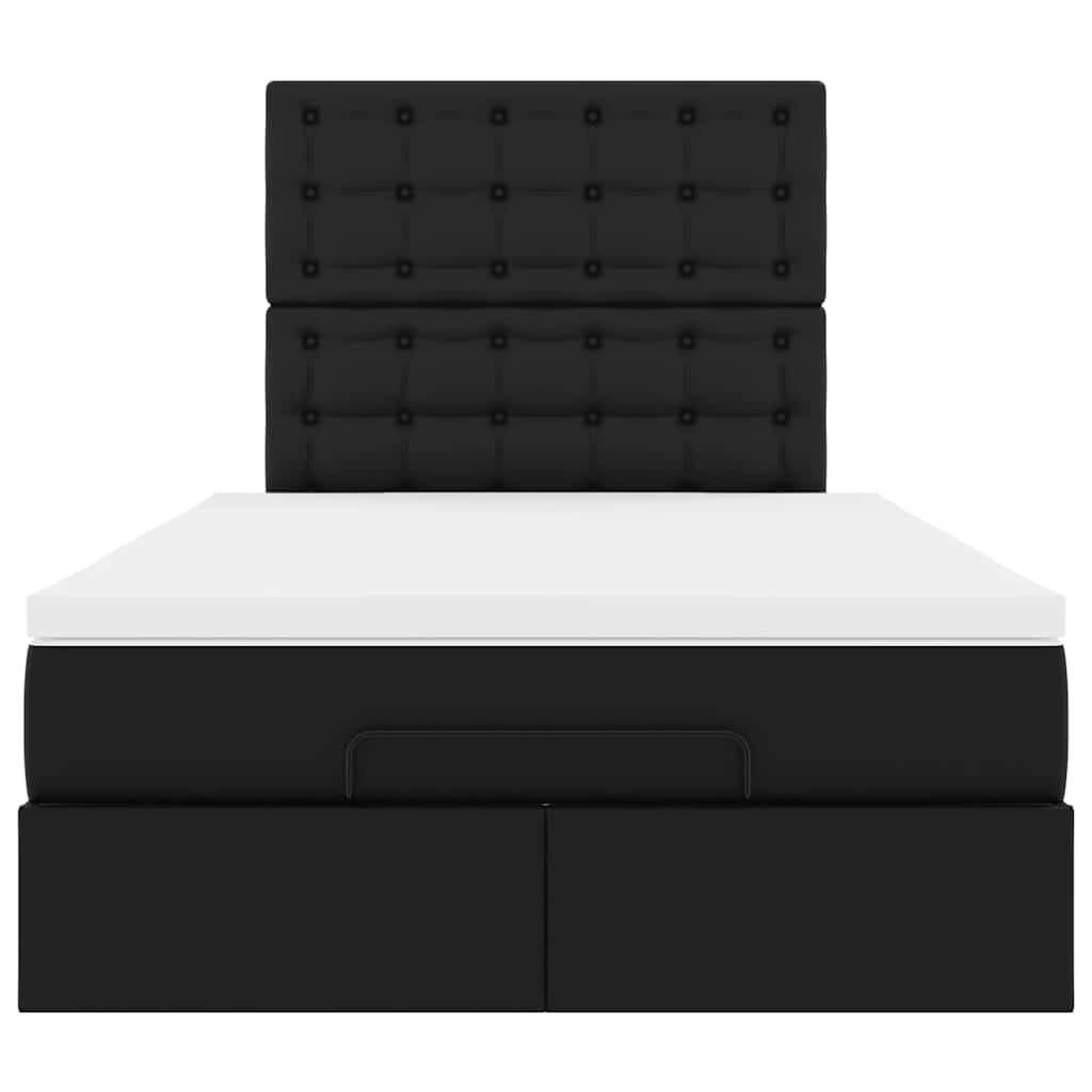 Ottoman Bed with Mattress Black King Single Faux Leather
