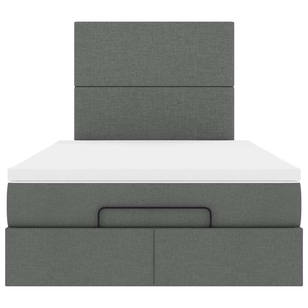 Ottoman Bed with Mattress Dark Grey King Single Fabric