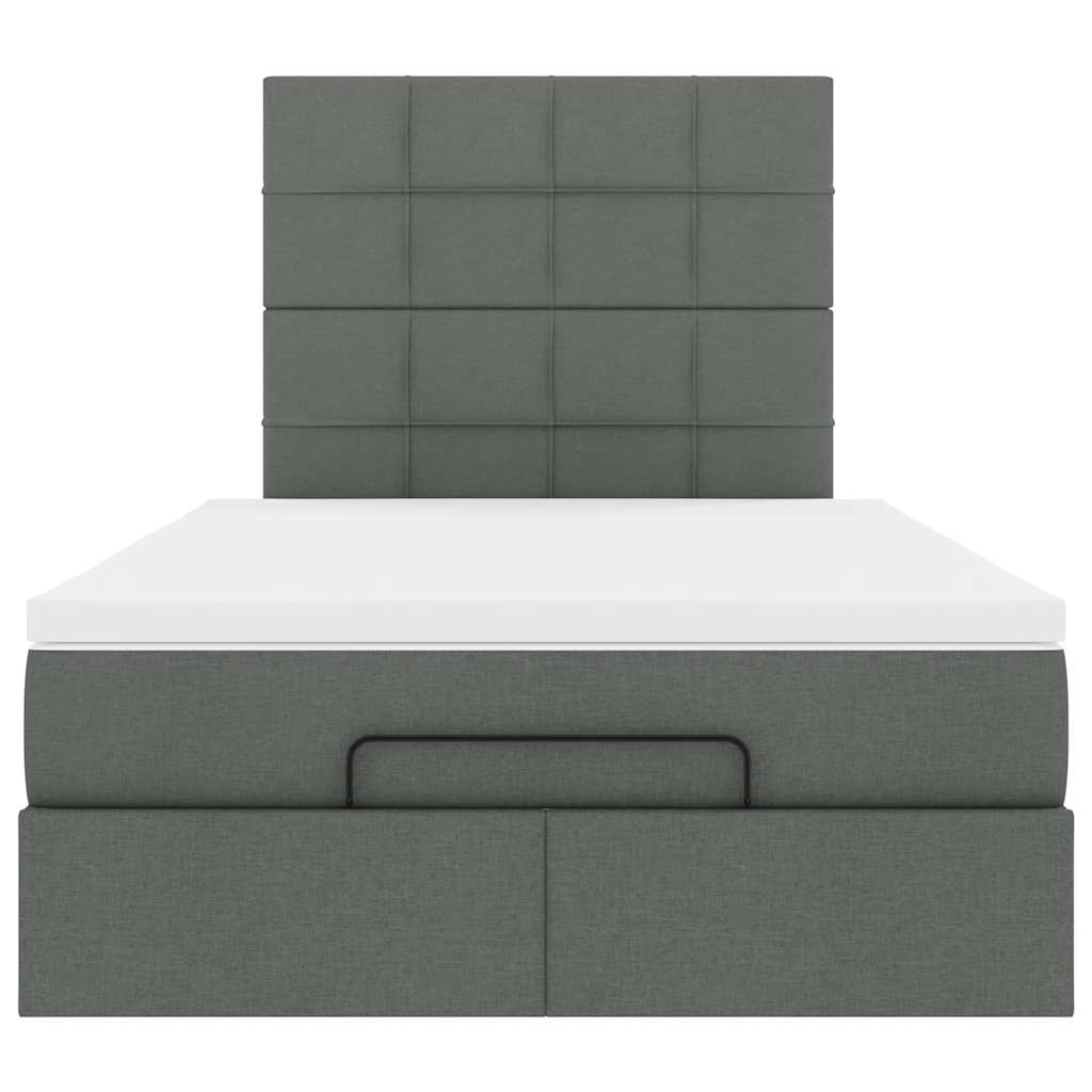 Ottoman Bed with Mattress Dark Grey King Single Fabric