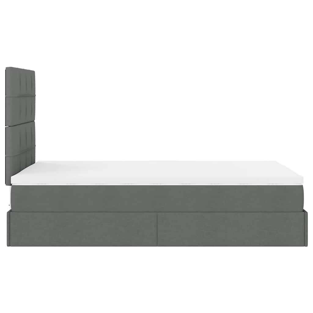 Ottoman Bed with Mattress Dark Grey King Single Fabric