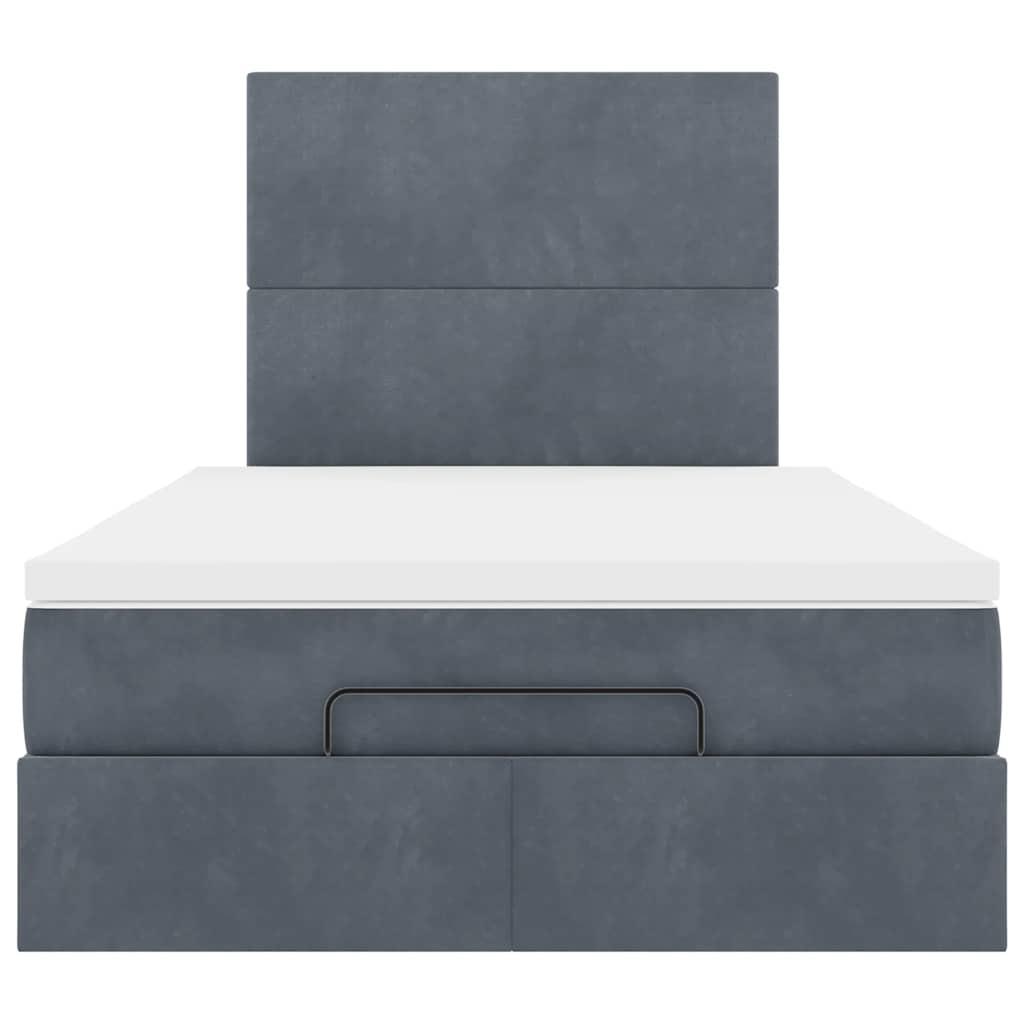 Ottoman Bed with Mattresses Dark Grey King Single Velvet