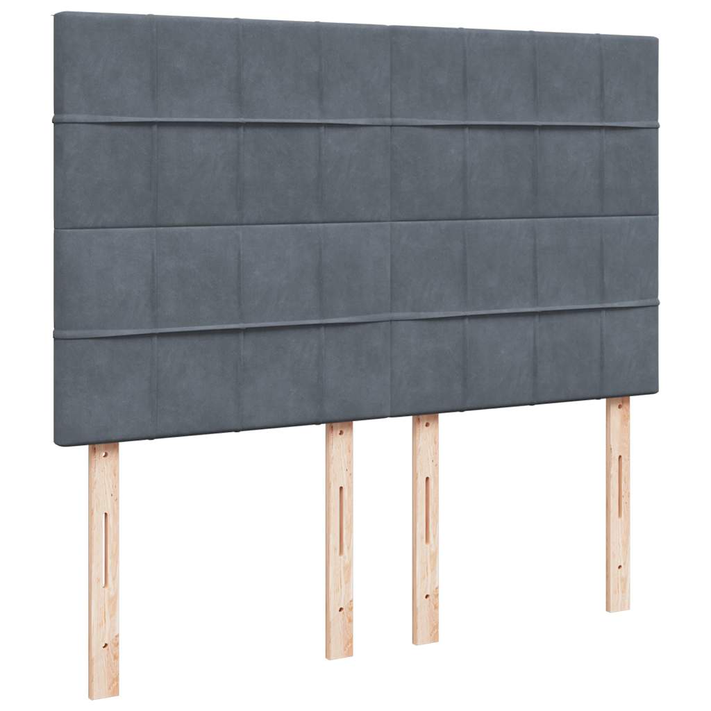 Ottoman Bed with Mattresses Dark Grey Queen Velvet