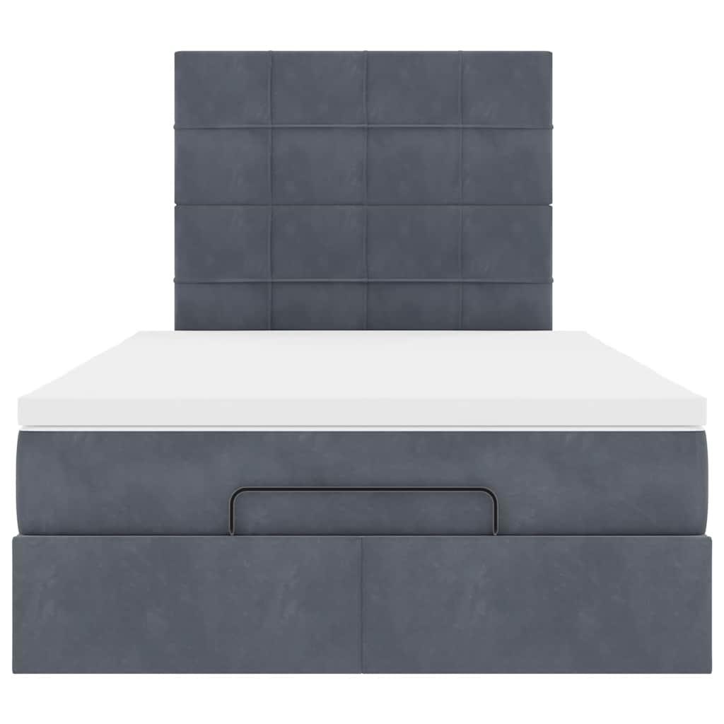 Ottoman Bed with Mattresses Dark Grey King Single Velvet