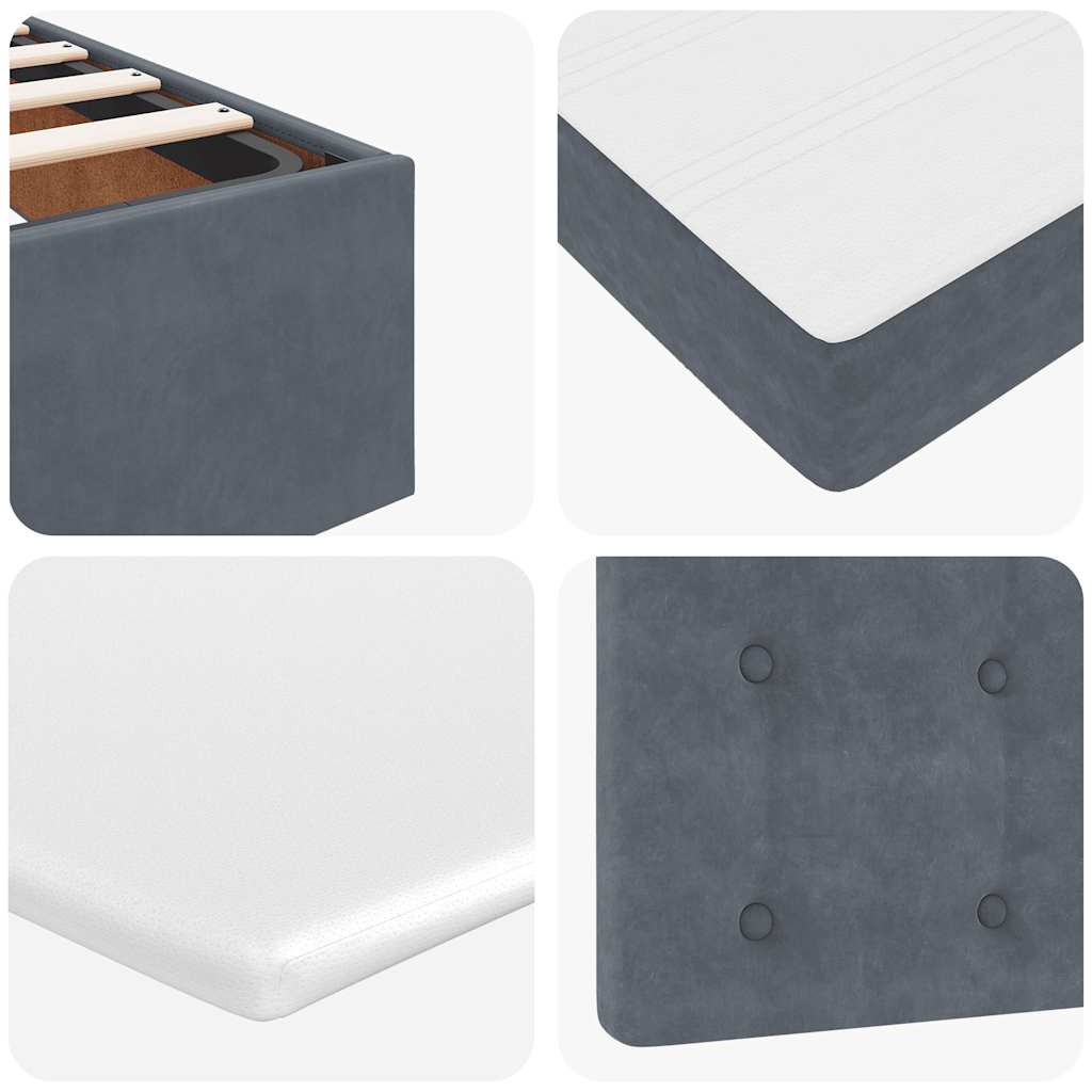 Ottoman Bed with Mattresses Dark Grey Double Velvet