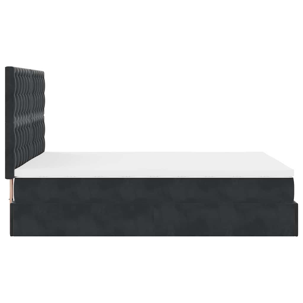 Ottoman Bed with Mattresses Black Queen Velvet