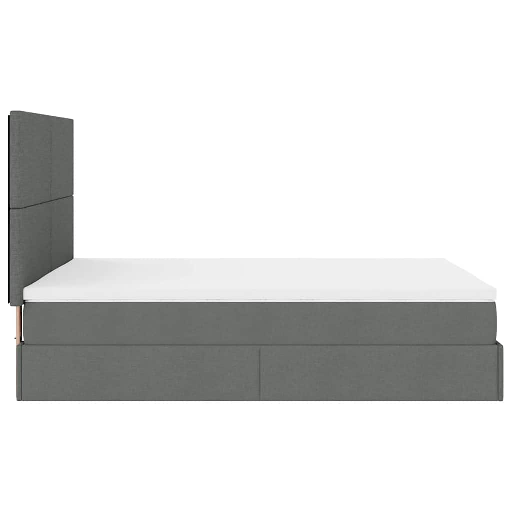 Ottoman Bed with Mattress & LEDs Dark Grey Double Fabric