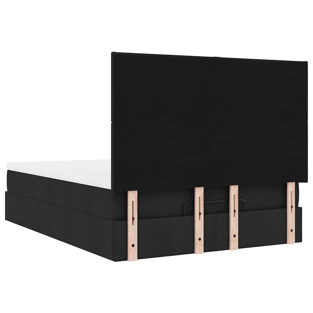 Ottoman Bed with Mattress & LEDs Black Double Fabric