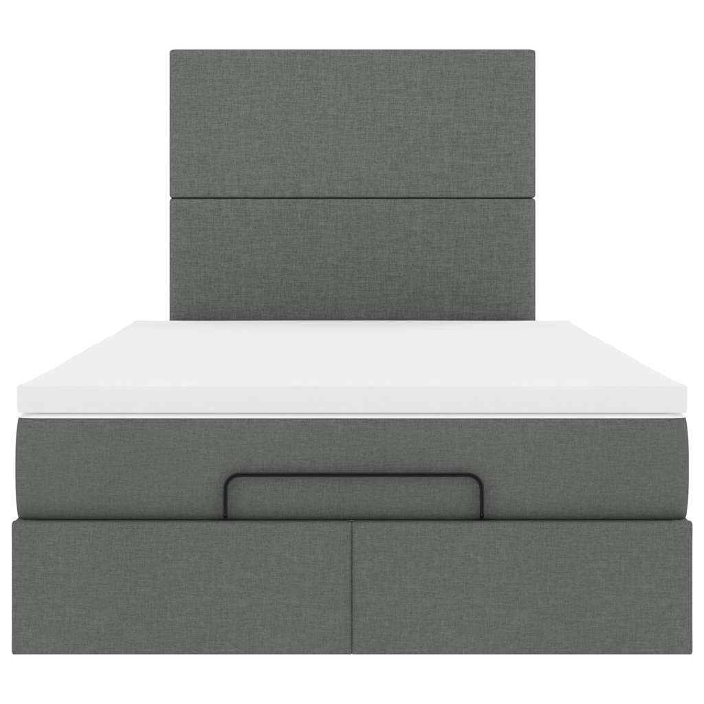 Ottoman Bed with Mattress & LEDs Dark Grey King Single Fabric