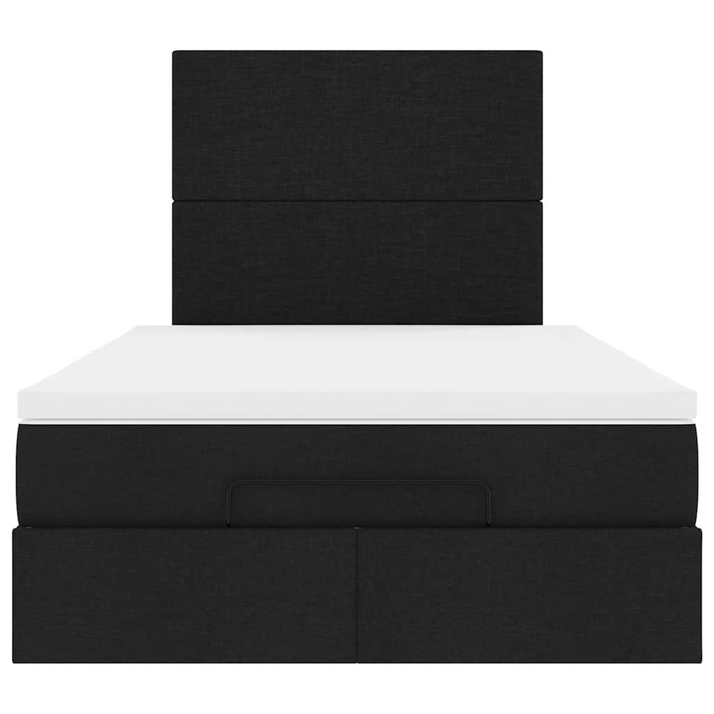 Ottoman Bed with Mattress & LEDs Black King Single Fabric