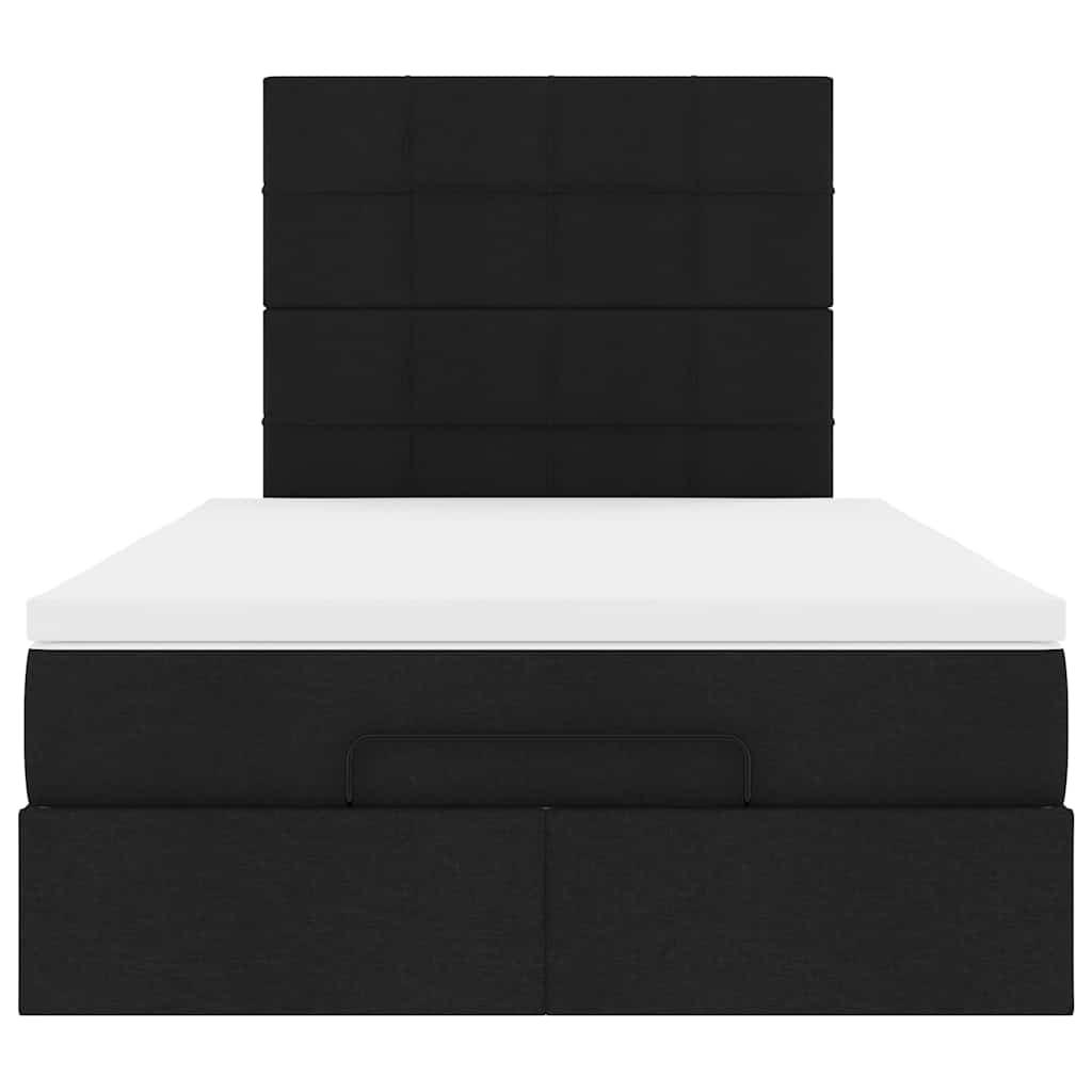 Ottoman Bed with Mattress & LEDs Black King Single Fabric