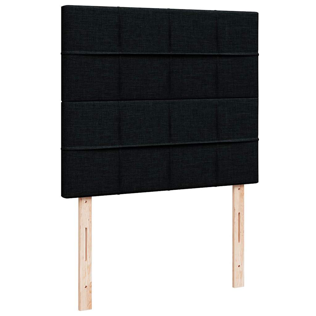 Ottoman Bed with Mattress & LEDs Black King Single Fabric