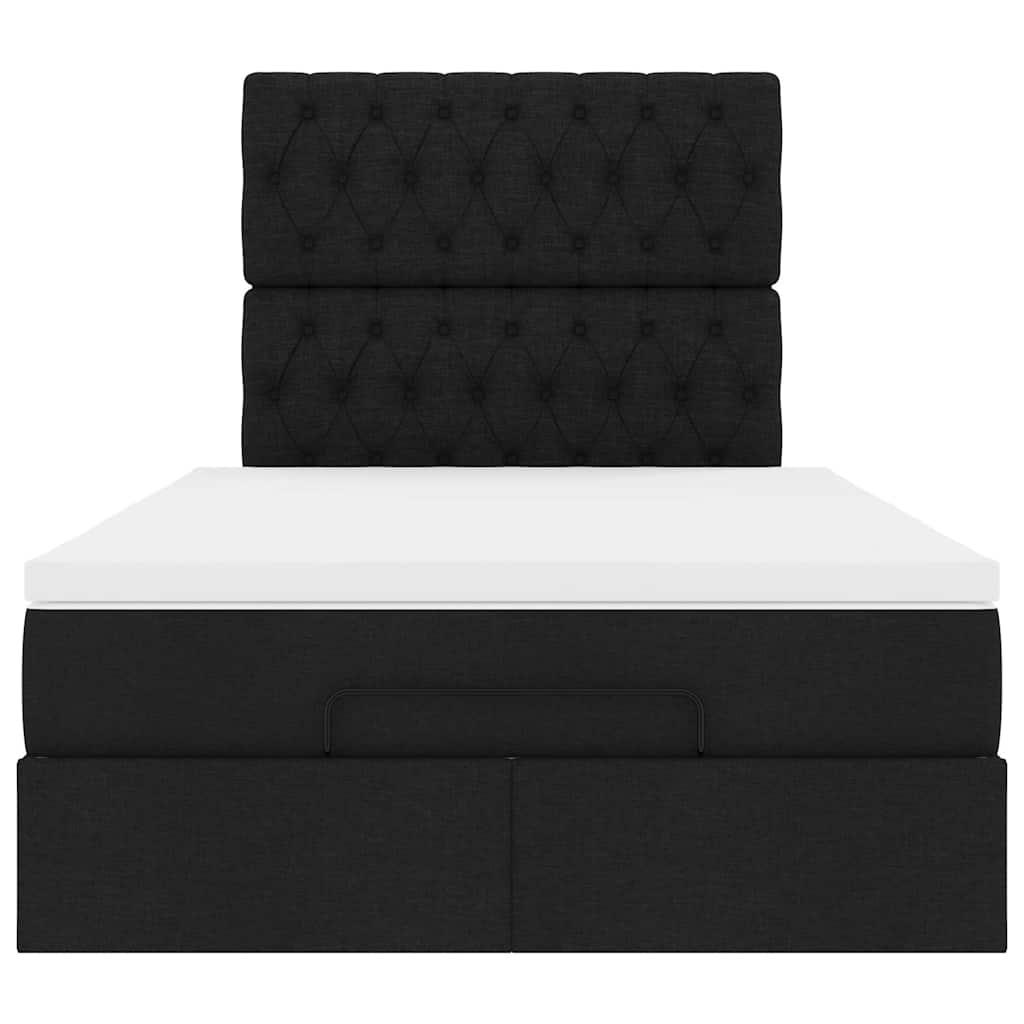 Ottoman Bed with Mattress & LEDs Black King Single Fabric