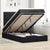 Ottoman Bed with Mattress & LEDs Black King Single Fabric