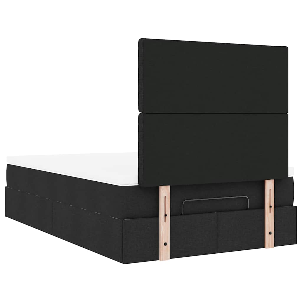 Ottoman Bed with Mattress & LEDs Black King Single Fabric