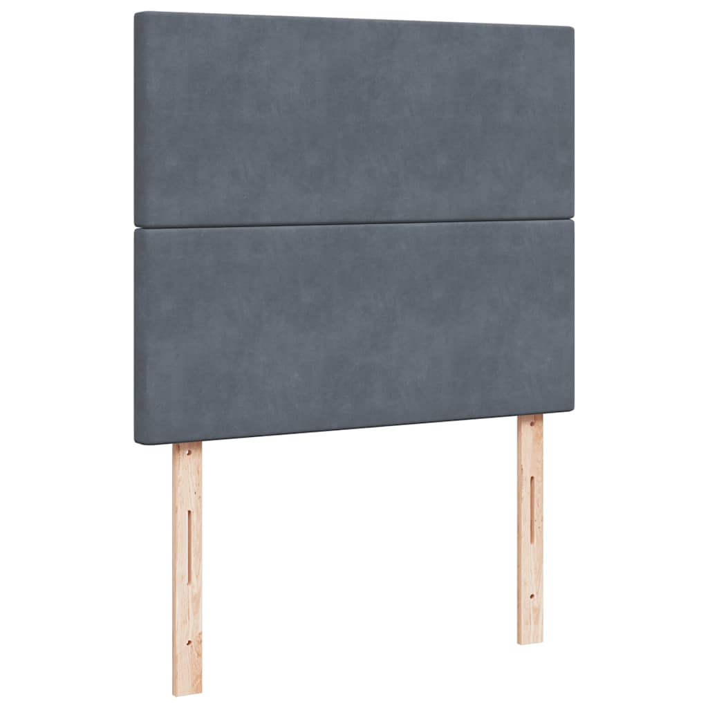 Ottoman Bed with Mattresses & LEDs Dark Grey King Single Velvet