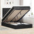 Ottoman Bed with Mattresses & LEDs Dark Grey King Single Velvet