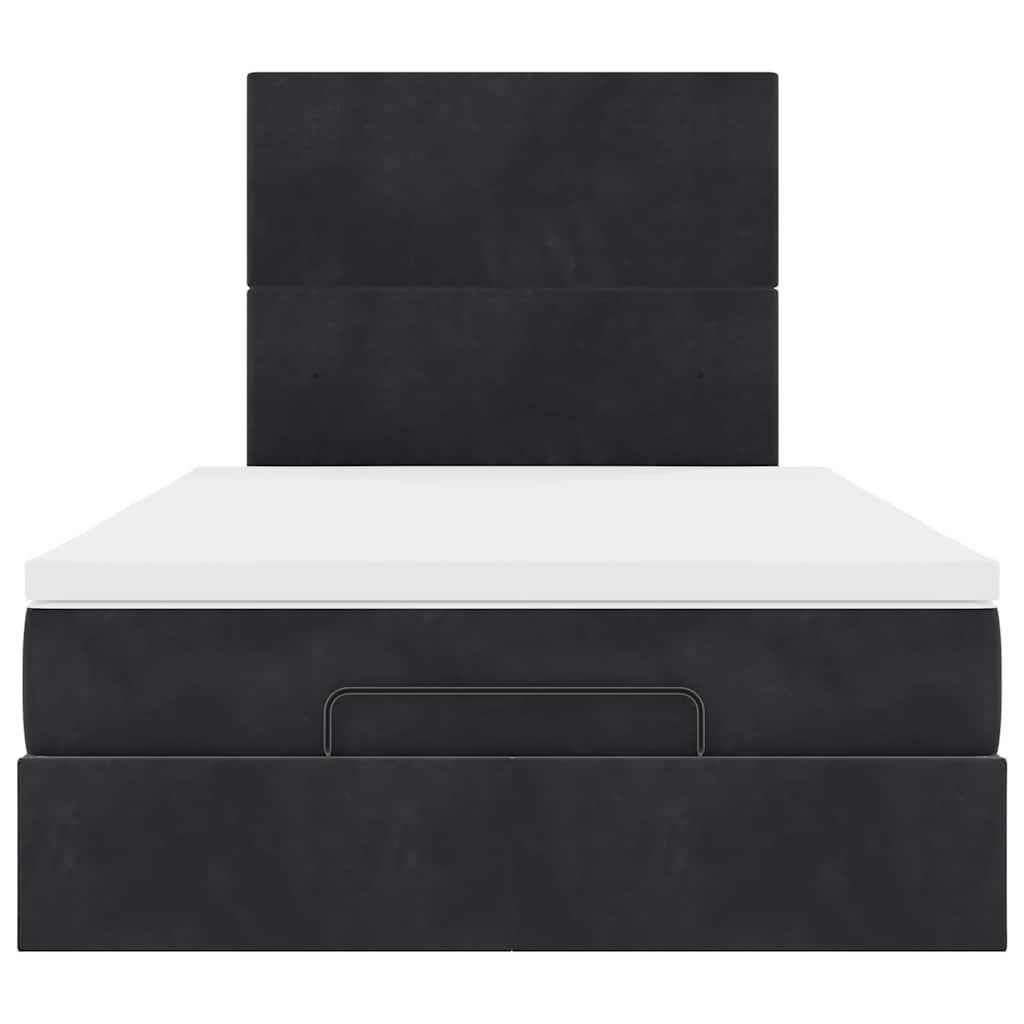 Ottoman Bed with Mattresses & LEDs Black King Single Velvet