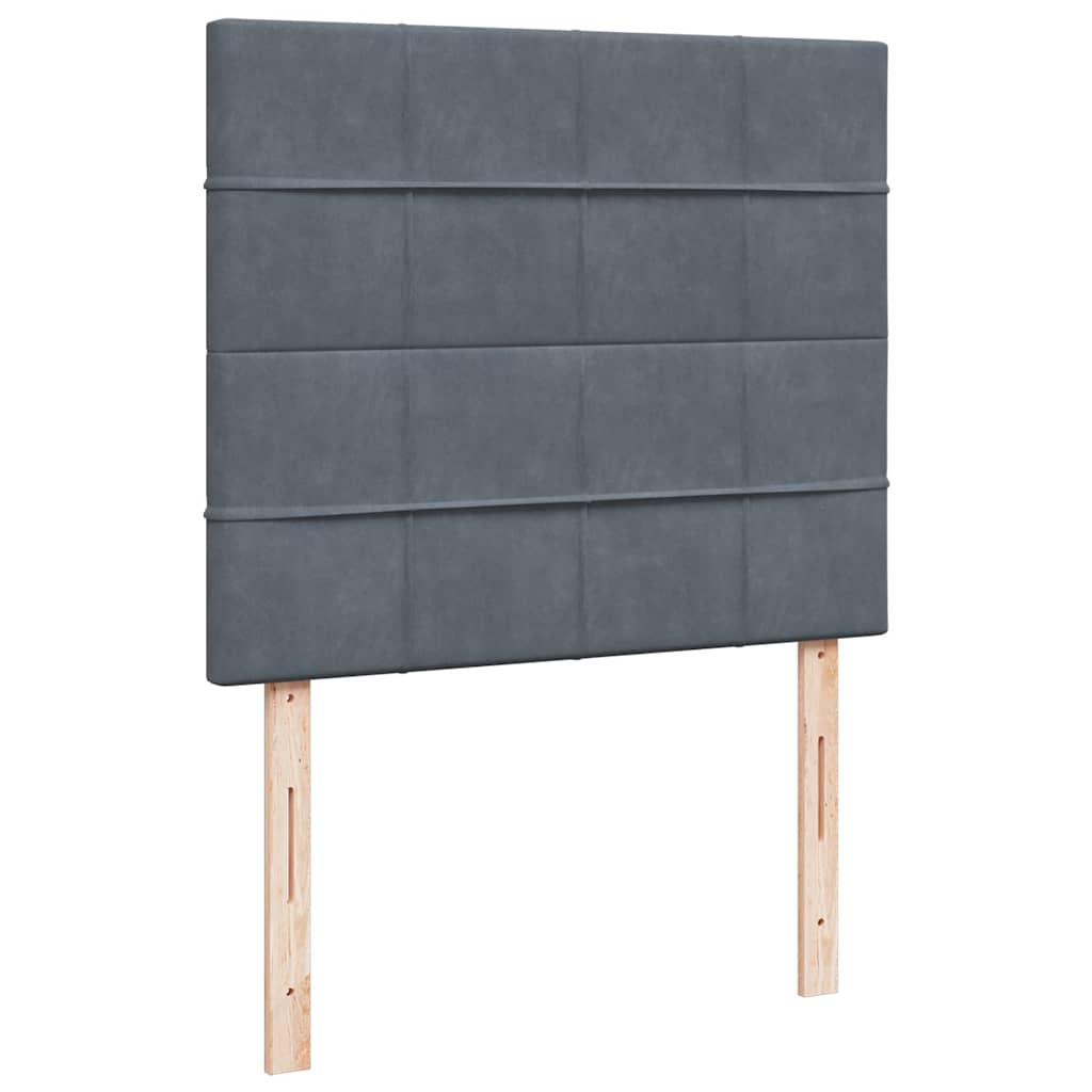 Ottoman Bed with Mattresses & LEDs Dark Grey King Single Velvet