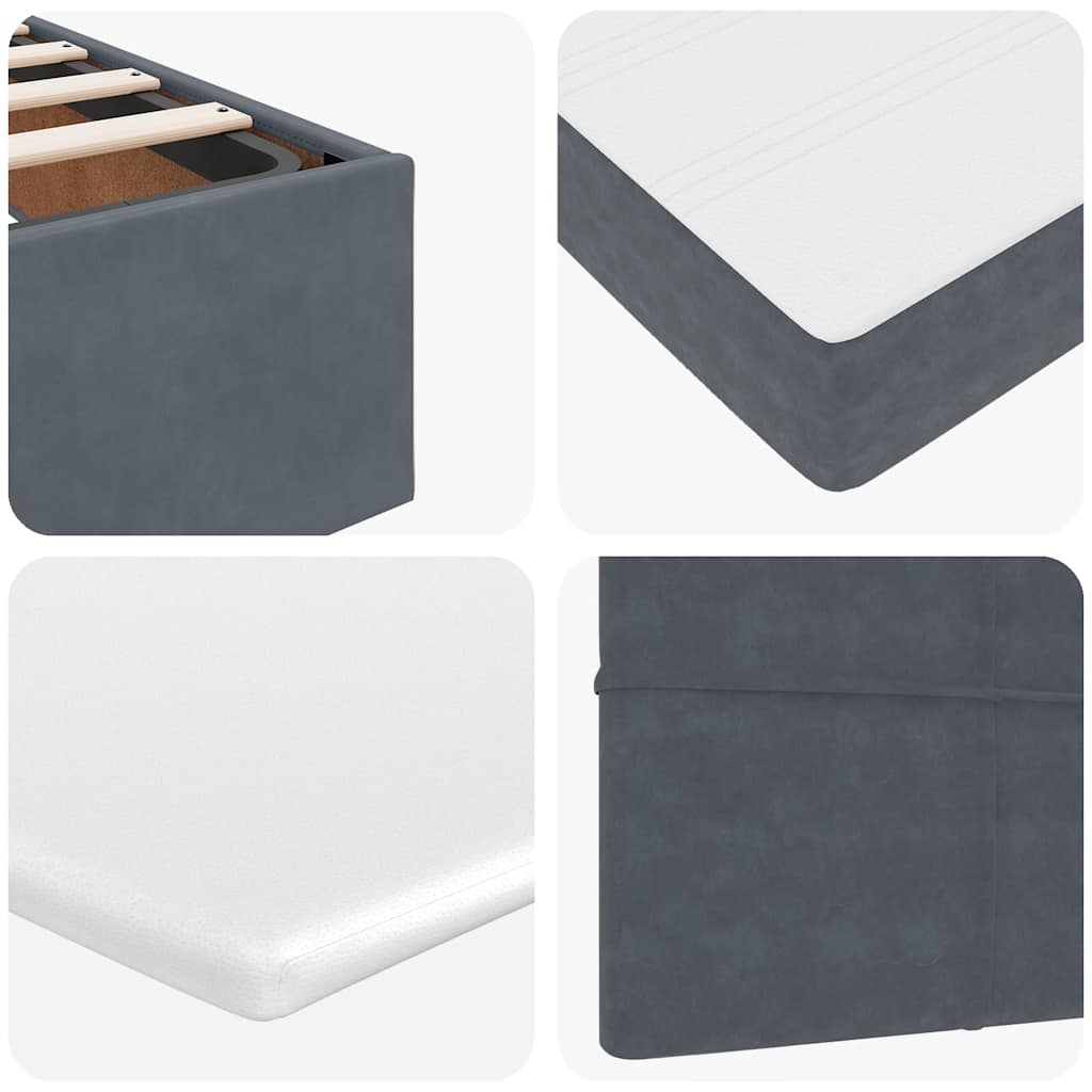 Ottoman Bed with Mattresses & LEDs Dark Grey King Single Velvet
