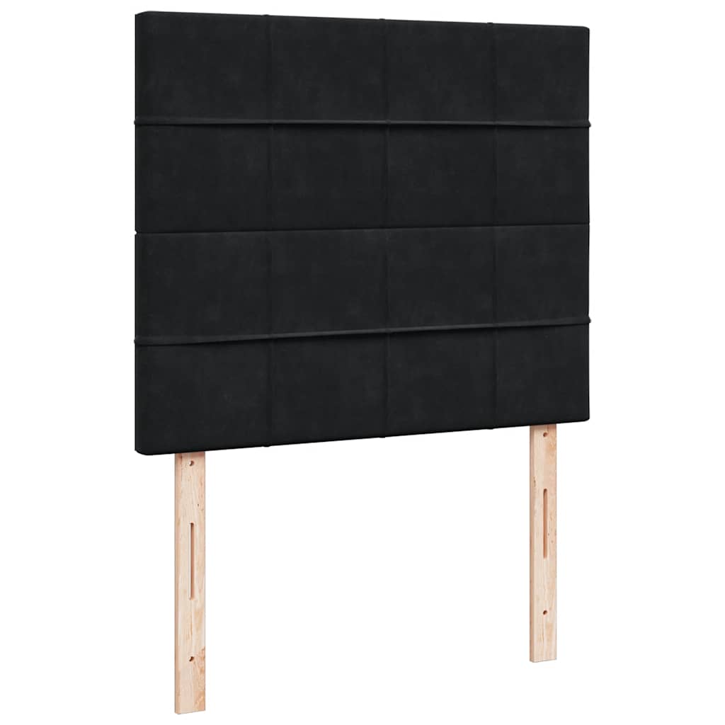 Ottoman Bed with Mattresses & LEDs Black King Single Velvet