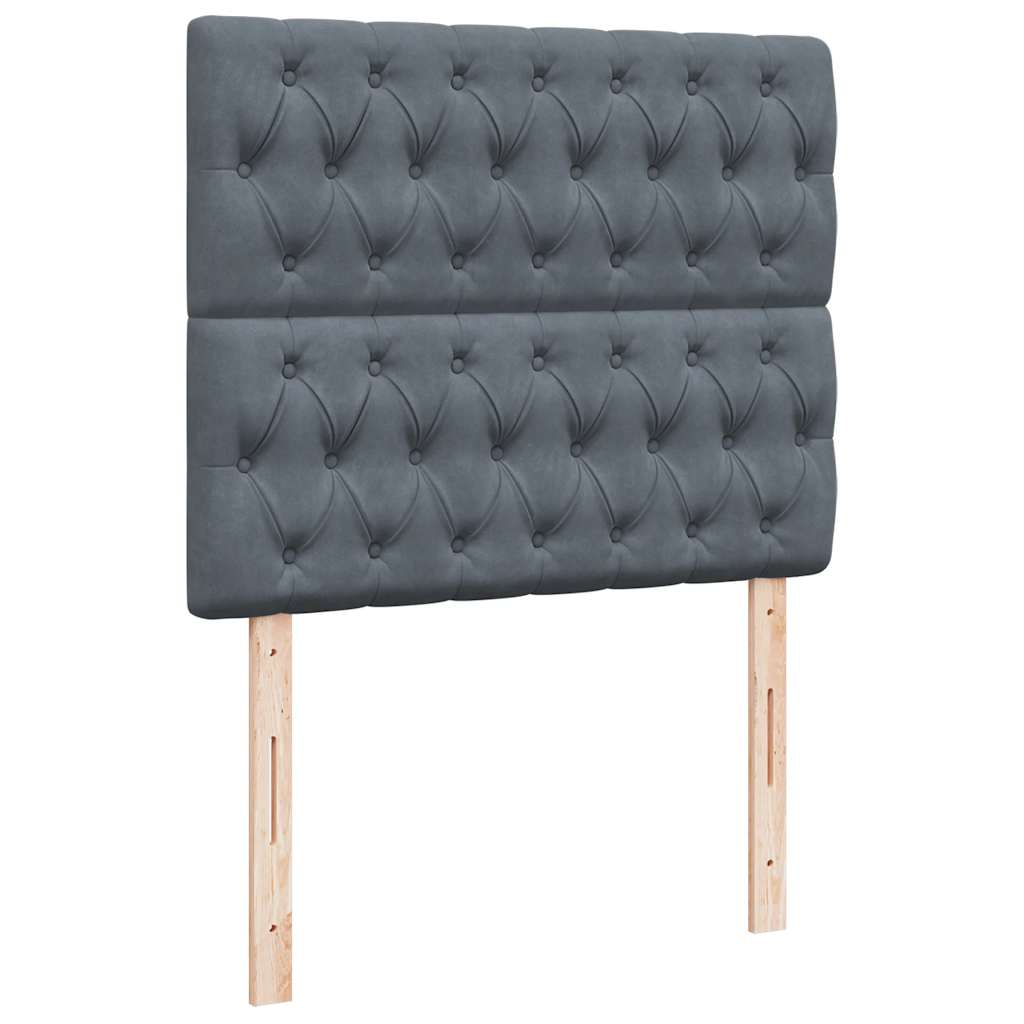 Ottoman Bed with Mattresses & LEDs Dark Grey King Single Velvet