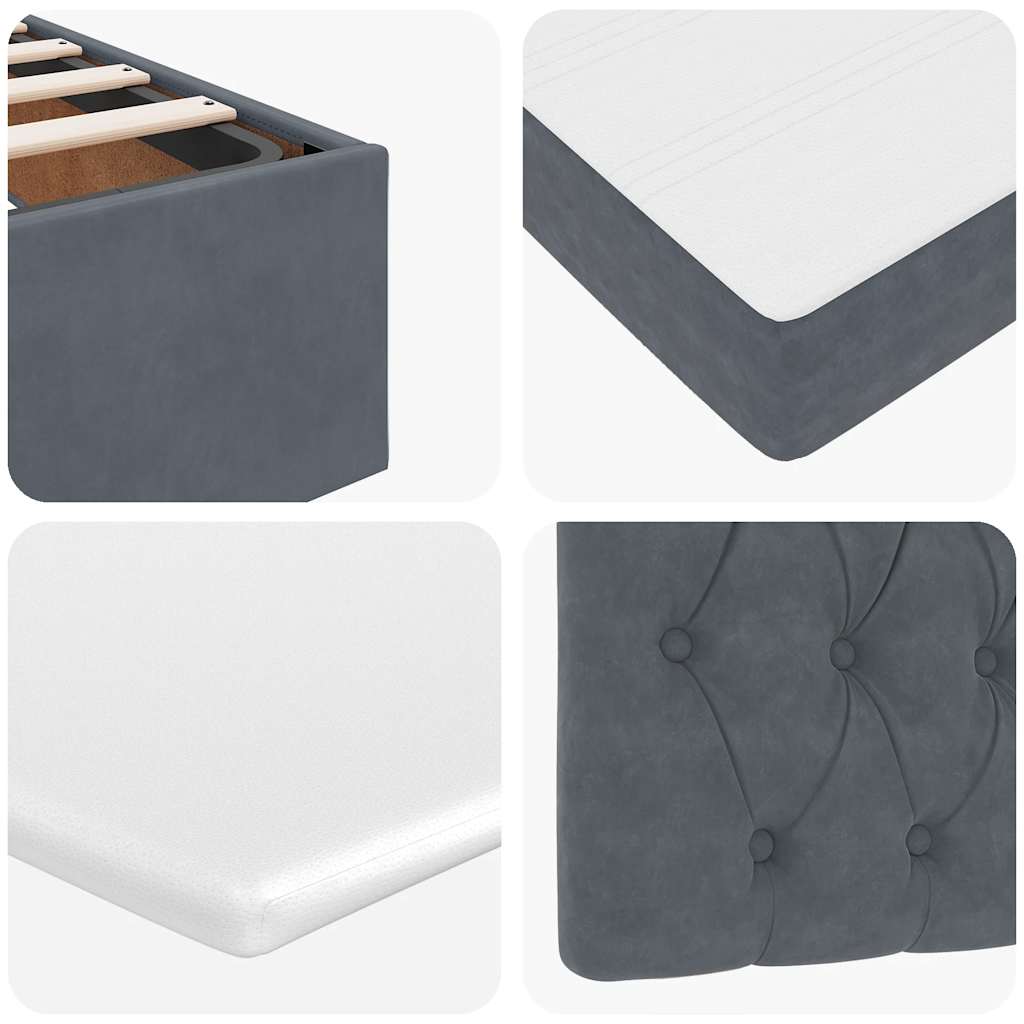 Ottoman Bed with Mattresses & LEDs Dark Grey King Single Velvet