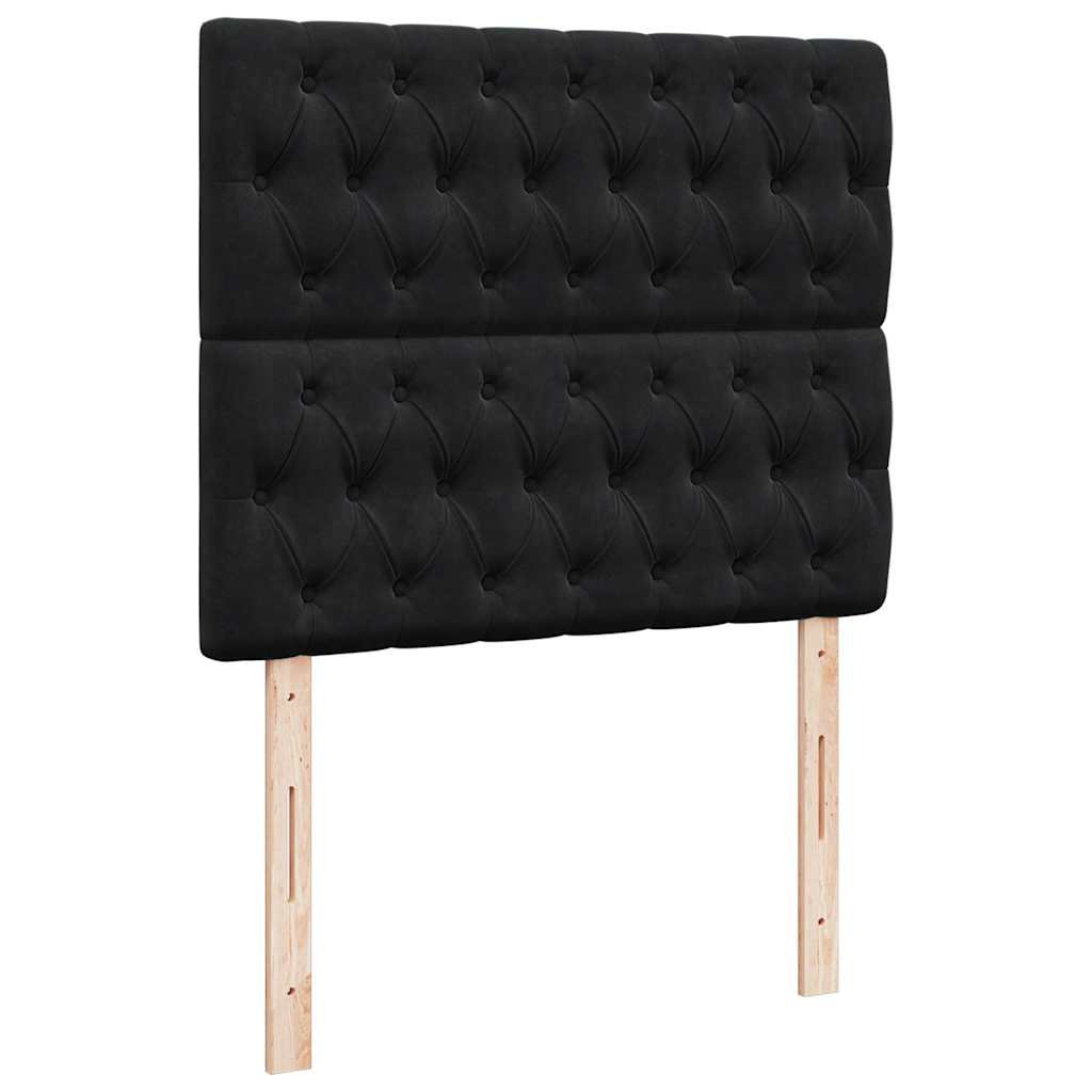 Ottoman Bed with Mattresses & LEDs Black King Single Velvet