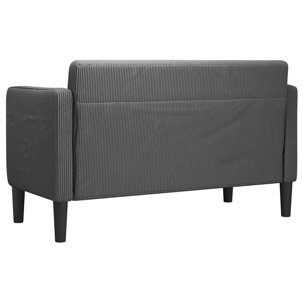 Loveseat Sofa Dark Grey 109 cm Corduroy Fabric