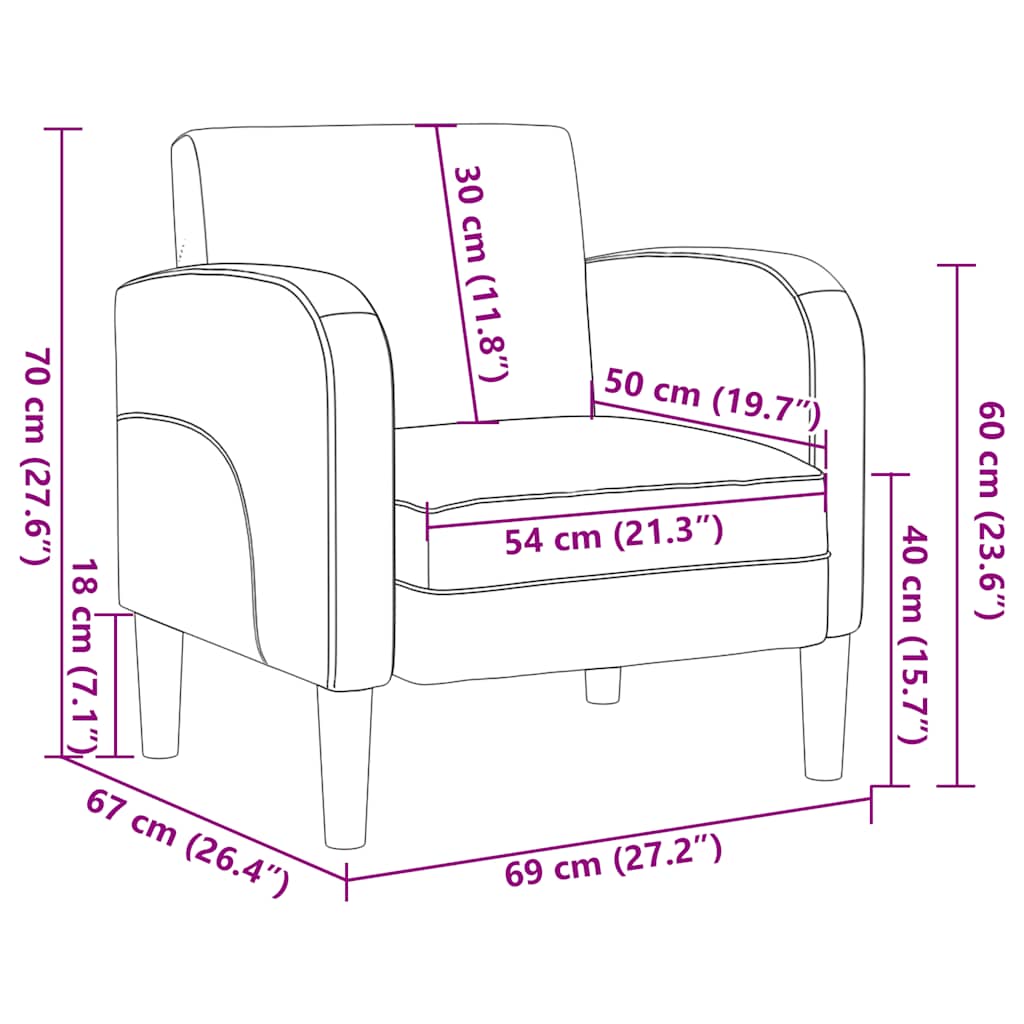 Sofa Chair with Armrests Black 54 cm Faux Leather