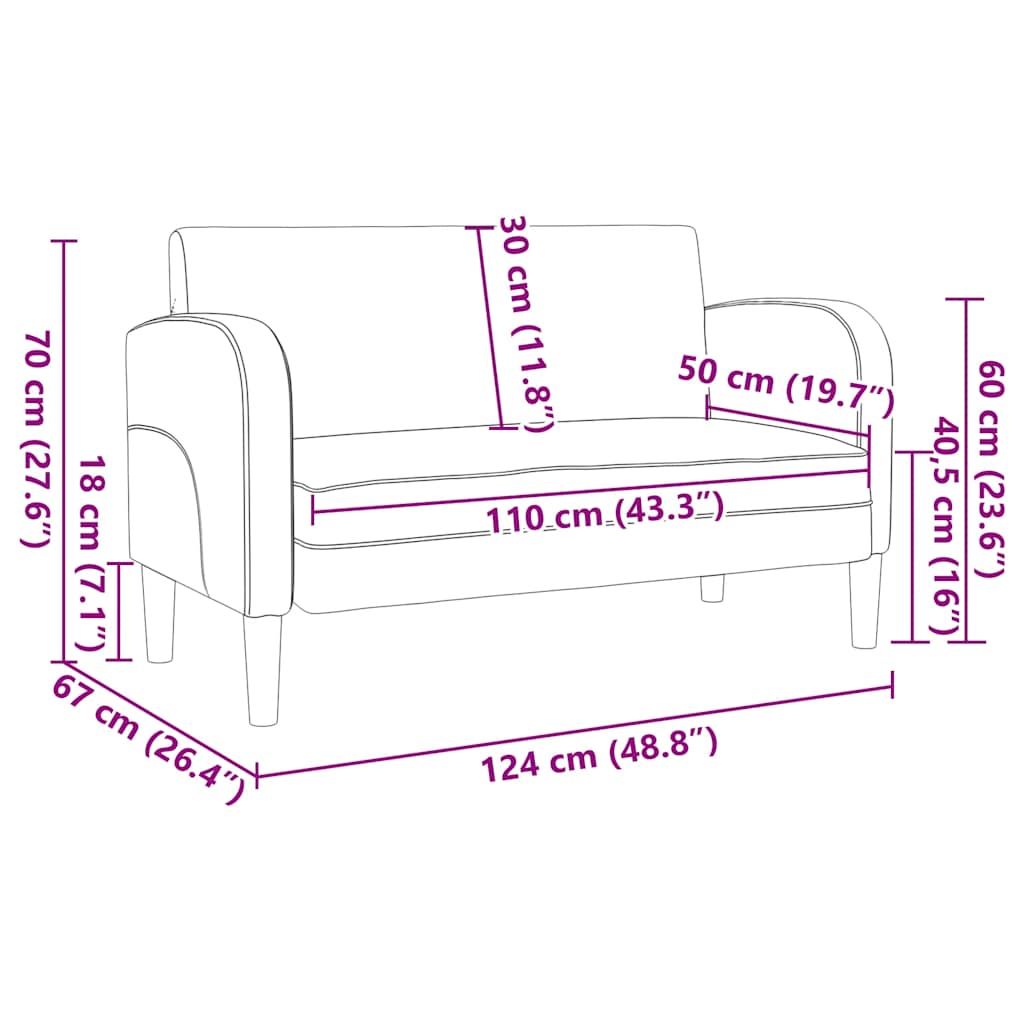 Loveseat Sofa Black 110 cm Faux Leather