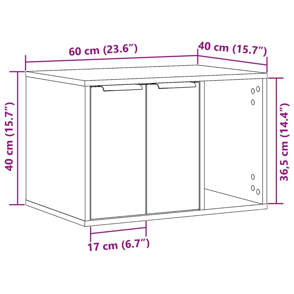 Cat Litter Box Enclosure White 60x40x40 cm Engineered Wood