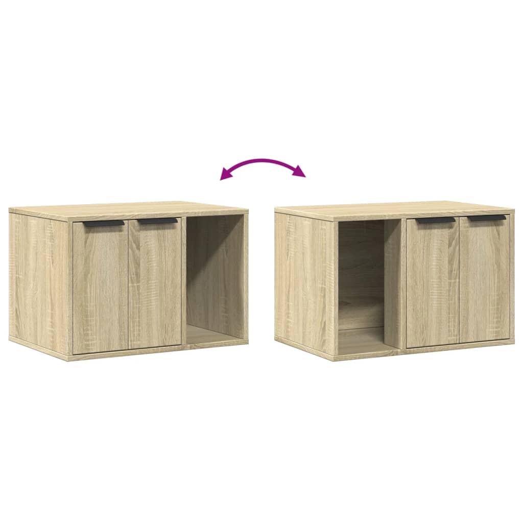 Cat Litter Box Enclosure Sonoma Oak 60x40x40 cm Engineered Wood