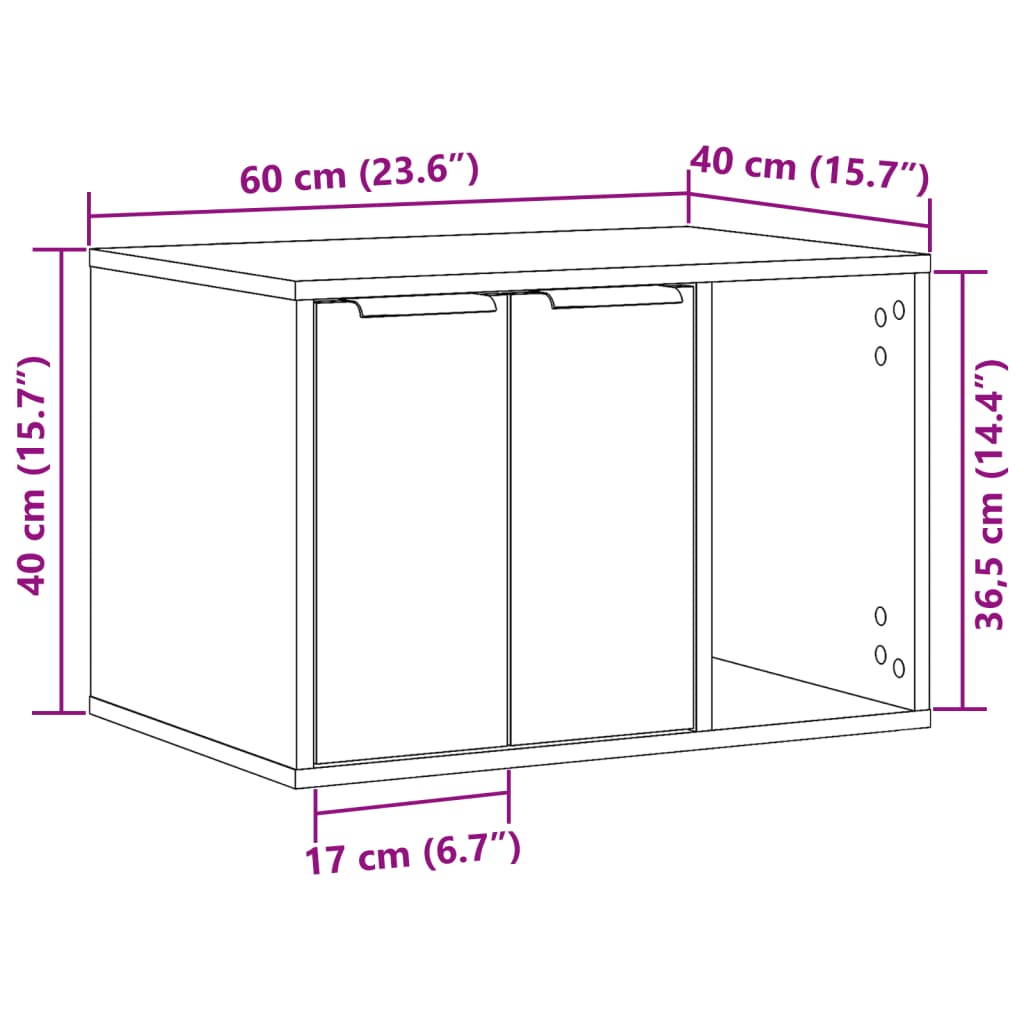 Cat Litter Box Enclosure Sonoma Oak 60x40x40 cm Engineered Wood