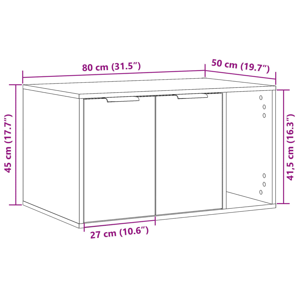 Cat Litter Box Enclosure Black 80x50x45 cm Engineered Wood