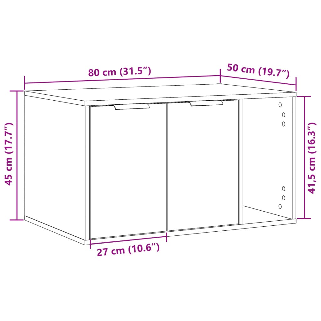 Cat Litter Box Enclosure Artisian Oak 80x50x45 cm Engineered Wood