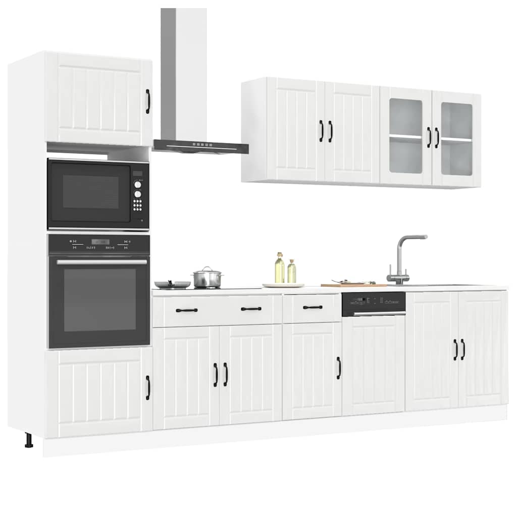 7 Piece Kitchen Cabinet Set "Lucca" High Gloss White Engineered Wood