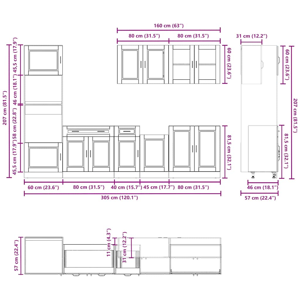 7 Piece Kitchen Cabinet Set "Porto" White Engineered Wood