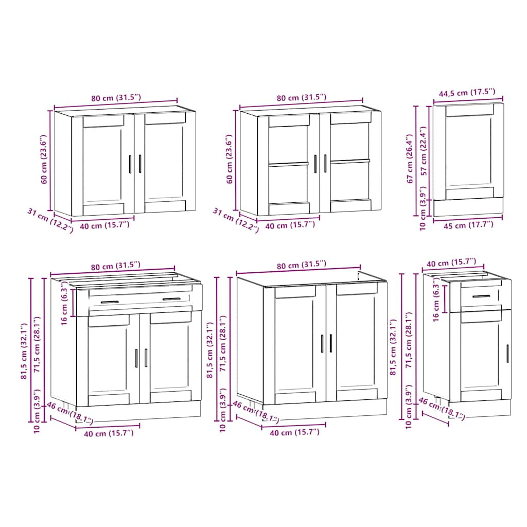 7 Piece Kitchen Cabinet Set "Porto" White Engineered Wood
