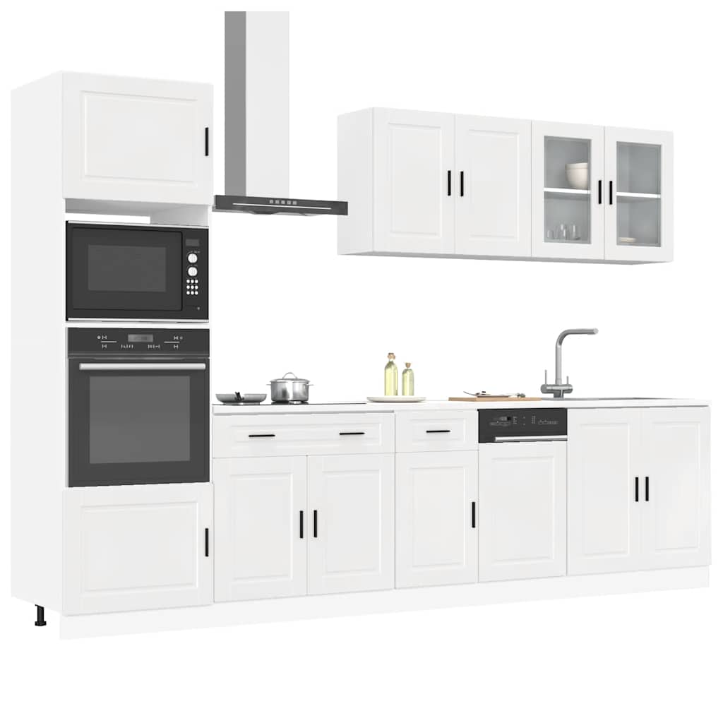 7 Piece Kitchen Cabinet Set "Kalmar" High Gloss White Engineered Wood