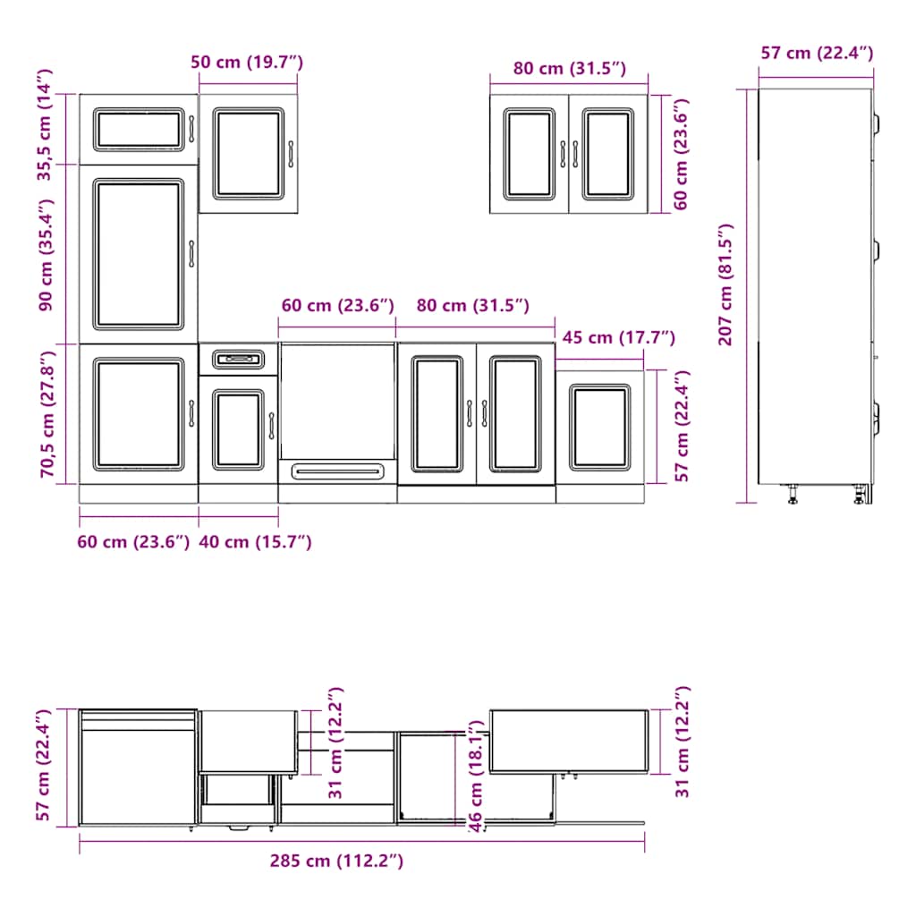 7 Piece Kitchen Cabinet Set Kalmar White Engineered Wood