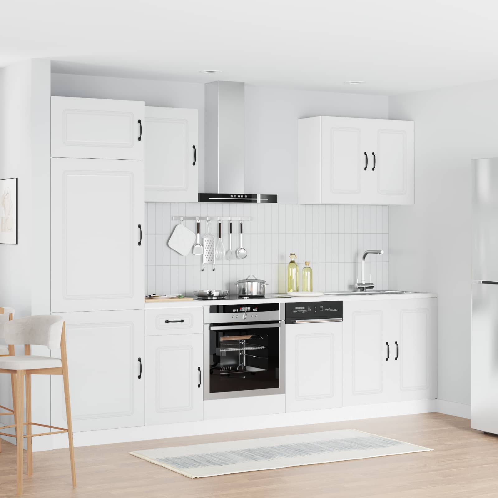 7 Piece Kitchen Cabinet Set Kalmar White Engineered Wood
