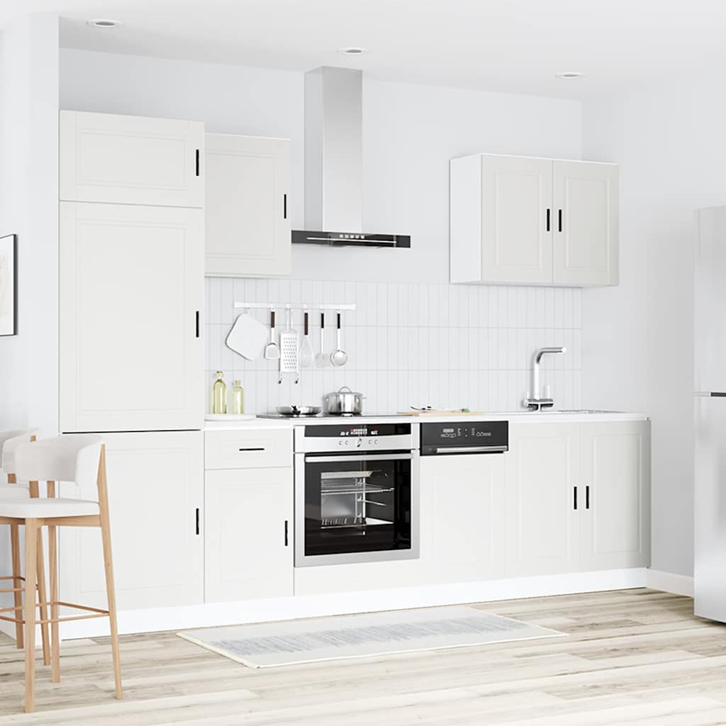 7 Piece Kitchen Cabinet Set Porto White Engineered Wood