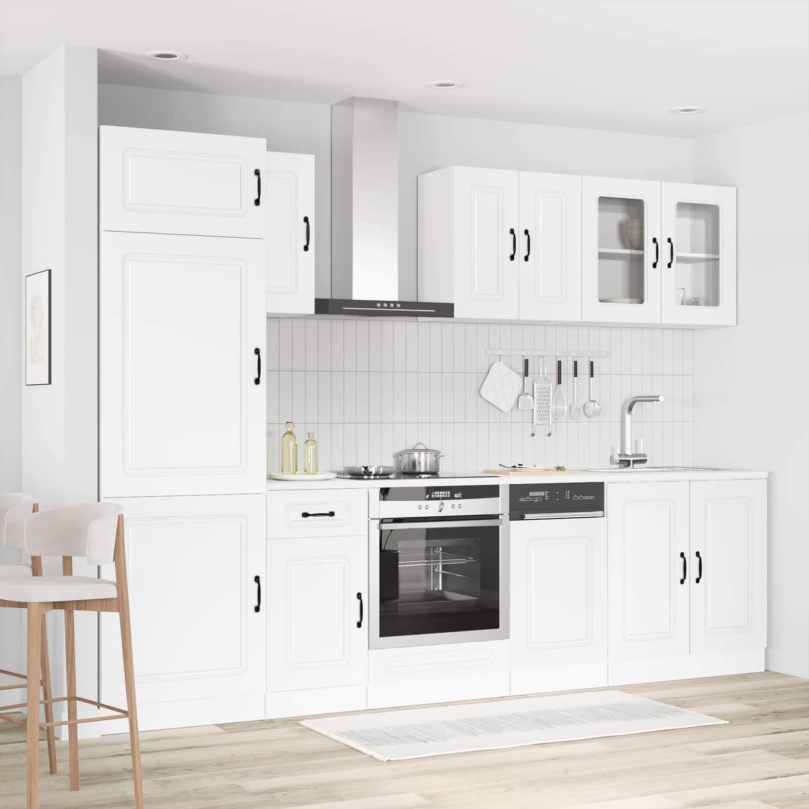 8 Piece Kitchen Cabinet Set Kalmar White Engineered Wood