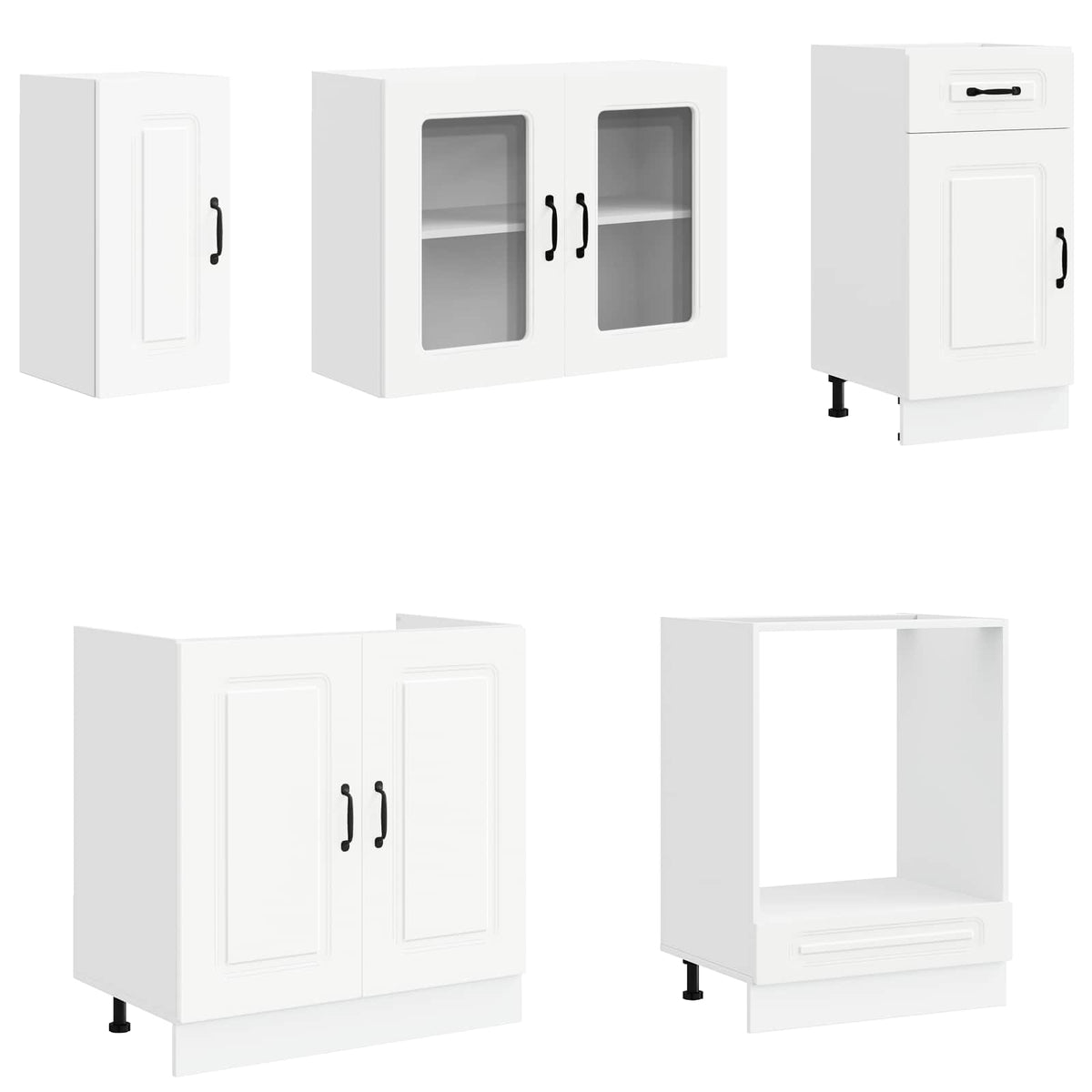8 Piece Kitchen Cabinet Set Kalmar White Engineered Wood