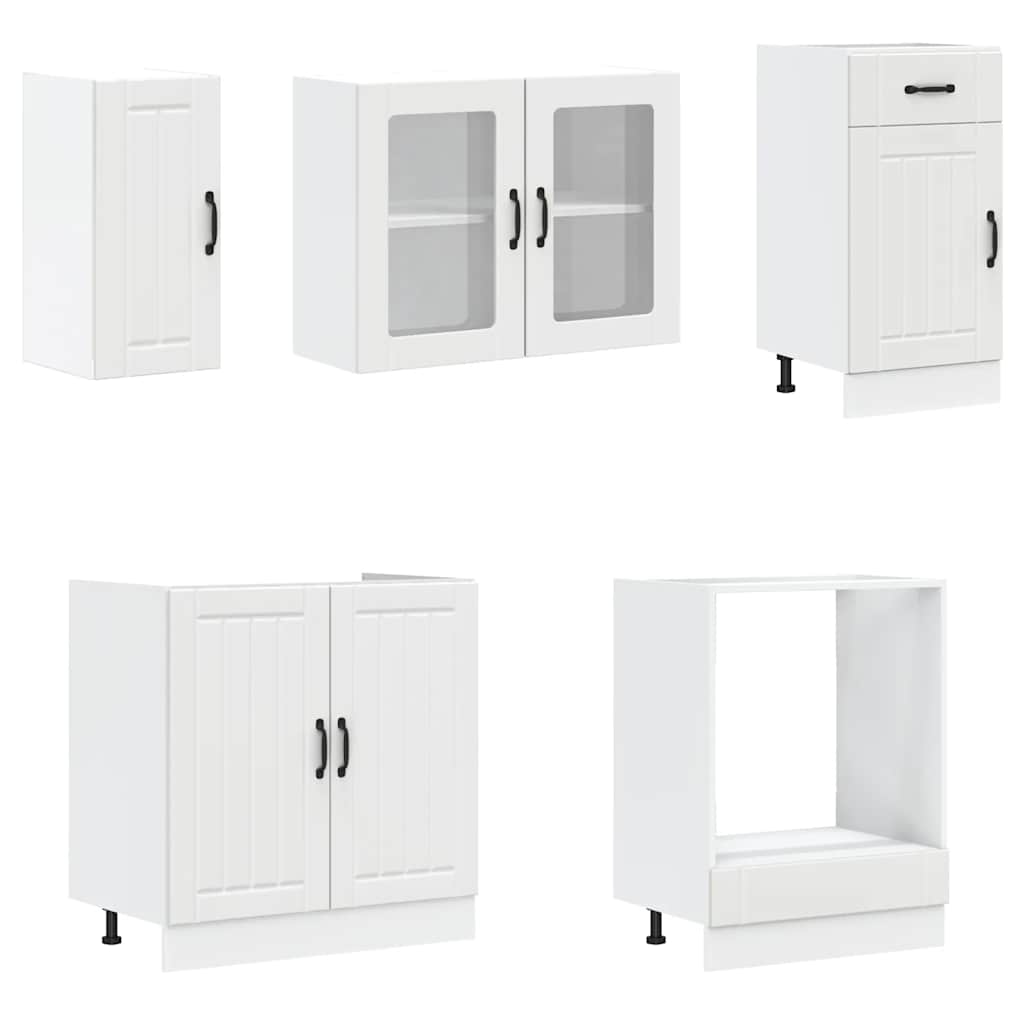8 Piece Kitchen Cabinet Set Lucca White Engineered Wood