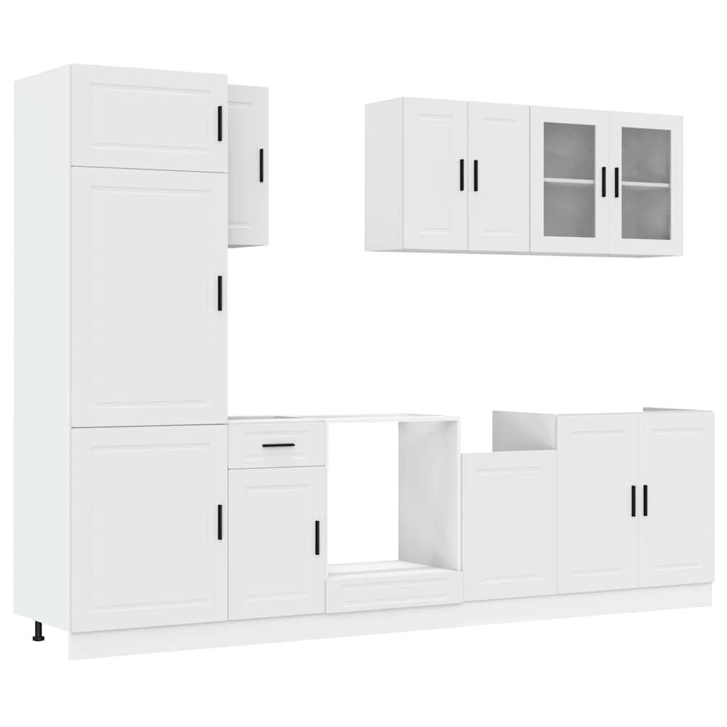 8 Piece Kitchen Cabinet Set "Porto" White Engineered Wood