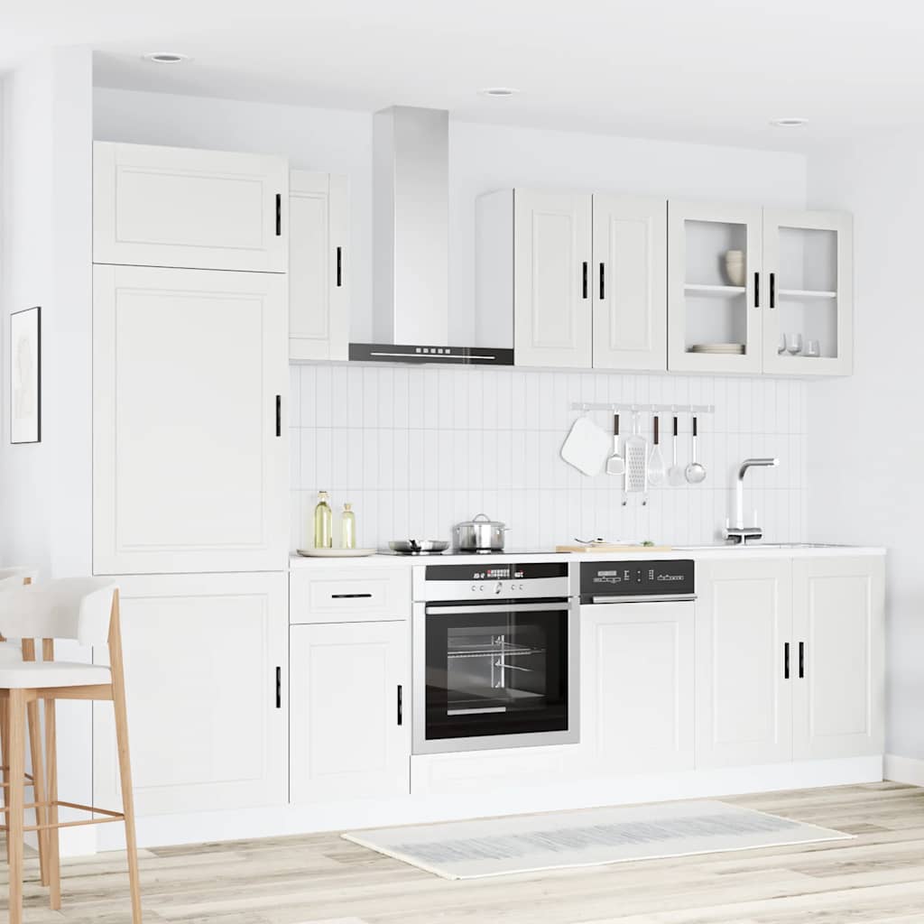 8 Piece Kitchen Cabinet Set "Porto" White Engineered Wood