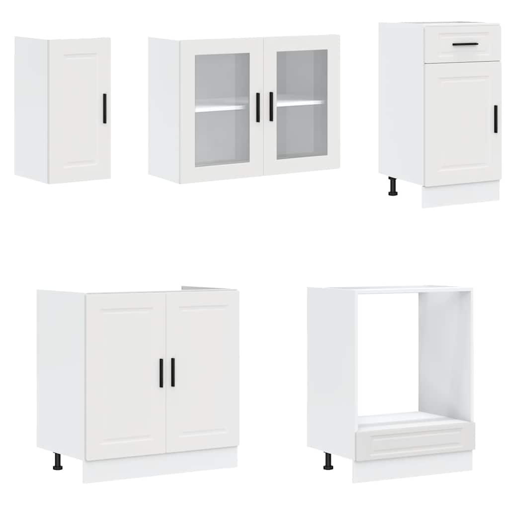 8 Piece Kitchen Cabinet Set "Porto" White Engineered Wood