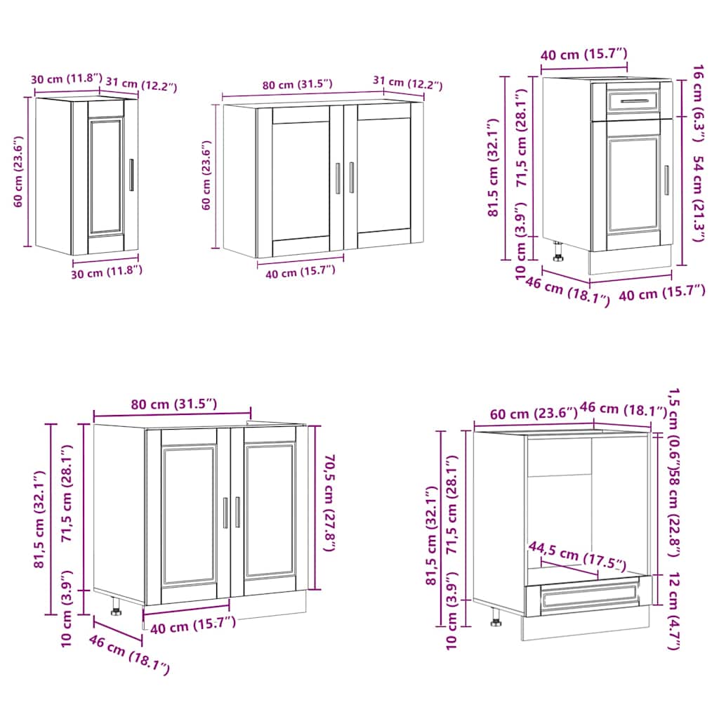 8 Piece Kitchen Cabinet Set "Porto" White Engineered Wood