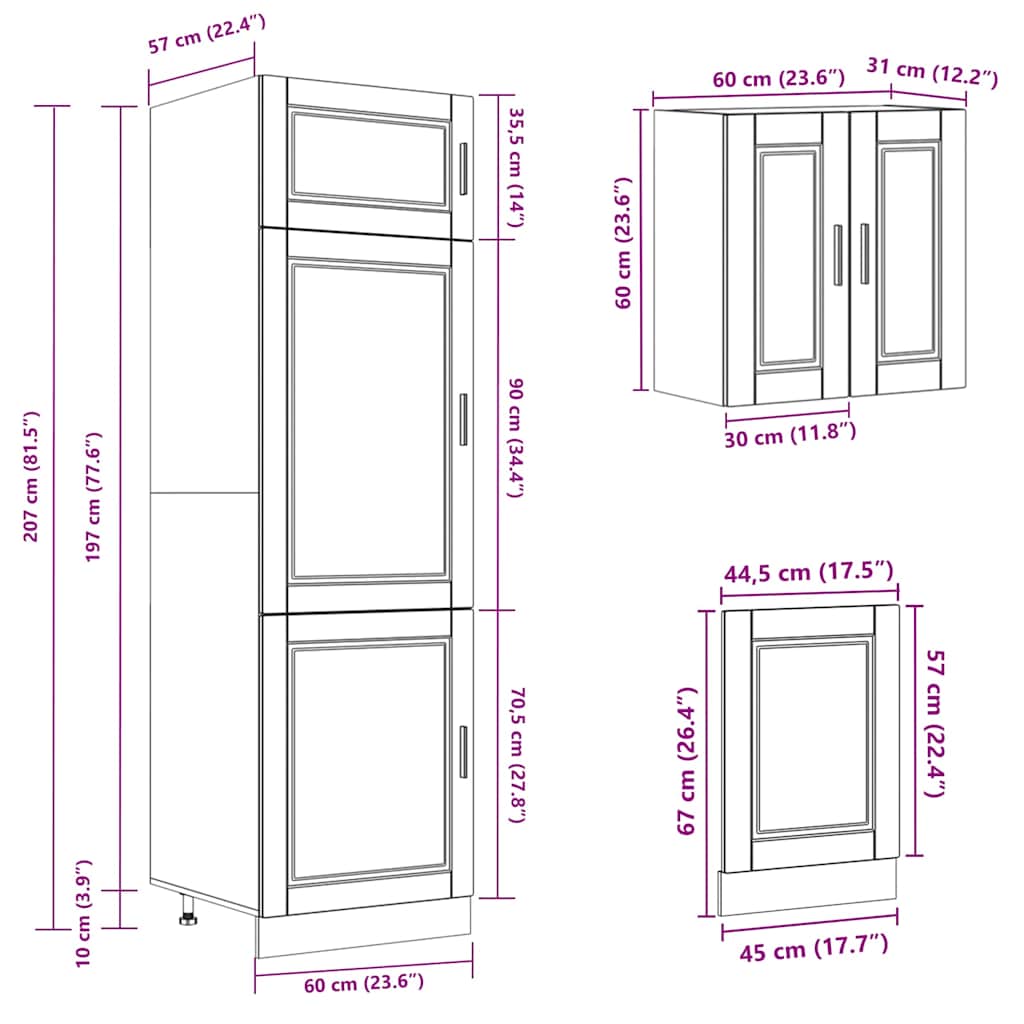 8 Piece Kitchen Cabinet Set "Porto" White Engineered Wood